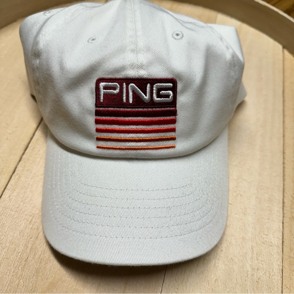 PING White Cap with Red and Orange Gradient Logo